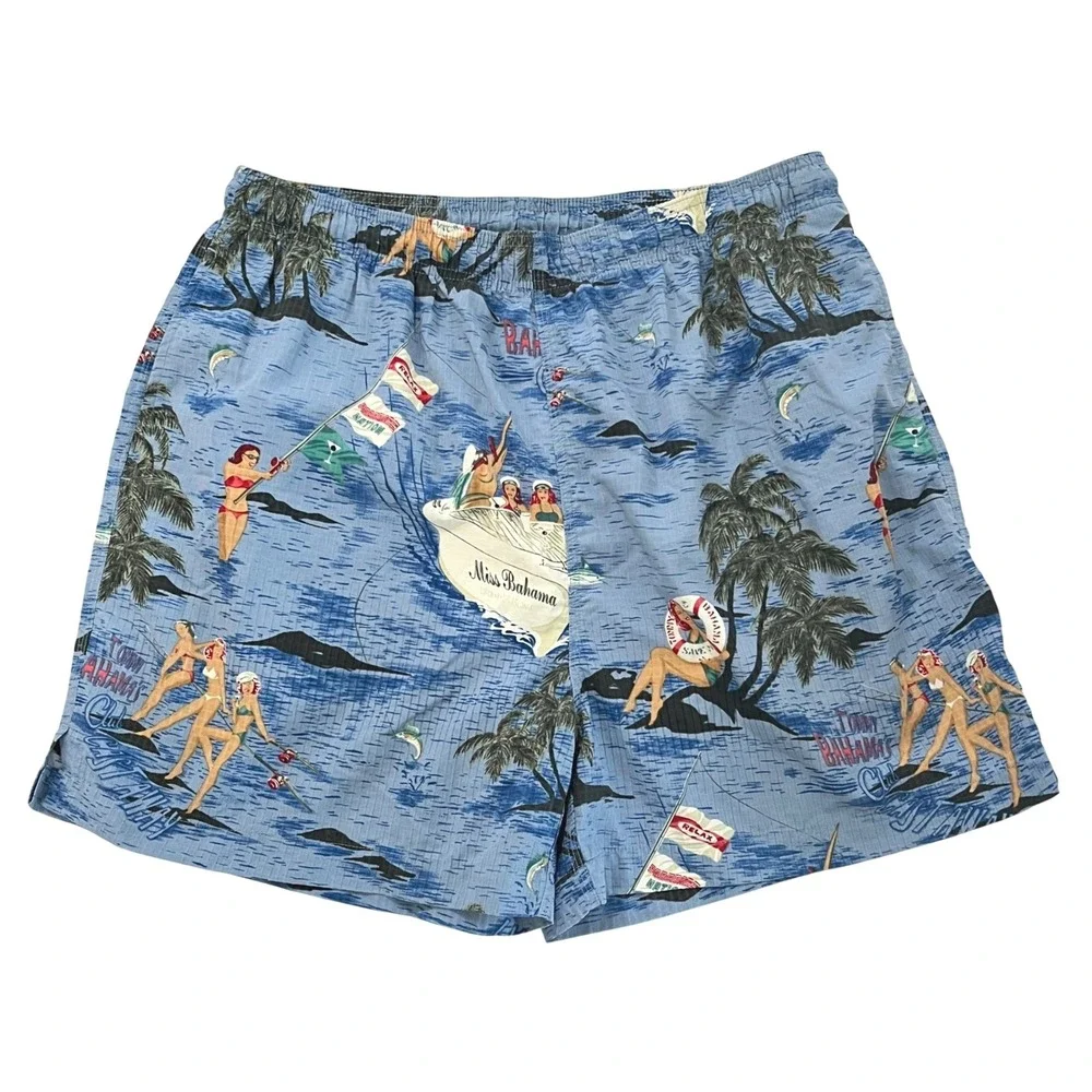 Tommy Bahama Paradise Nation Swim Trunks M Miss Bahama Pinup Girl Graphic Shorts